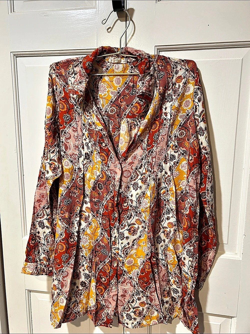 Love and Liberty Paisley Blouse in Orange & Pink Size Medium bohemian
